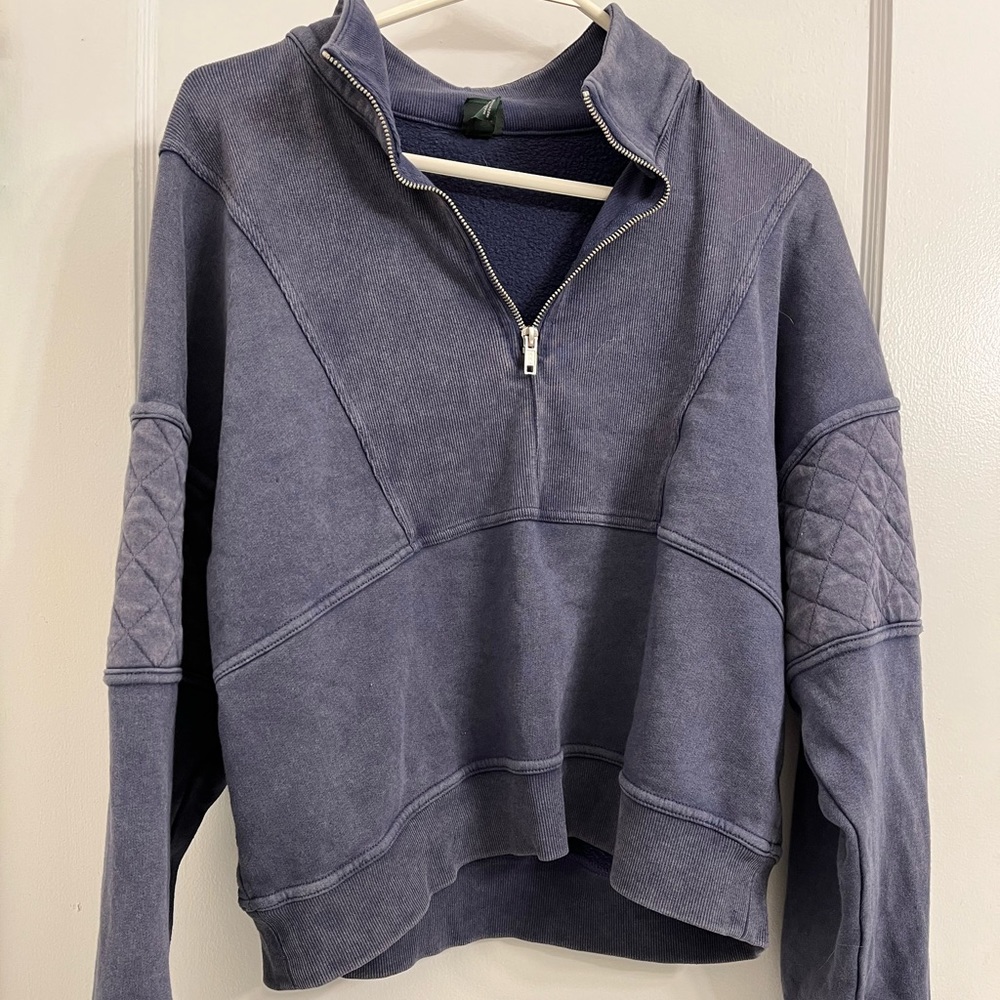 Cropped blue Wild Fable zip neck sweatshirt